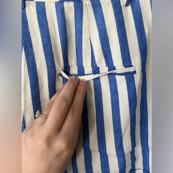 Alice + Olivia Blue & White Striped Linen Blend Shorts Women’s Size 2 - Picture 8 of 15